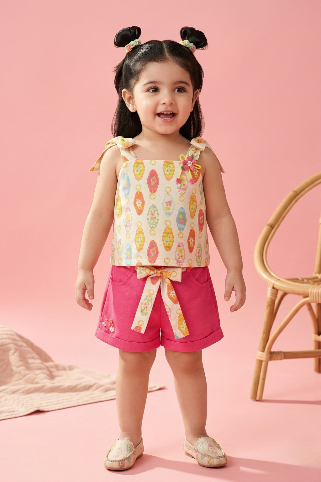 Lantern Print Top & Pink Shorts Co-ord Set TSSET40485