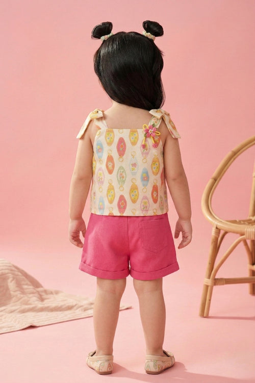 Lantern Print Top & Pink Shorts Co-ord Set TSSET40485