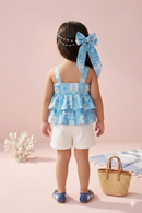 Blue Printed Ruffle Top with Shorts Set TSSET40490