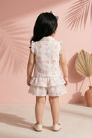 Pink Floral Lace Top & Tiered Skirt Set TSSET40501
