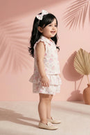 Pink Floral Lace Top & Tiered Skirt Set TSSET40501
