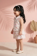 Pink Floral Lace Top & Tiered Skirt Set TSSET40501