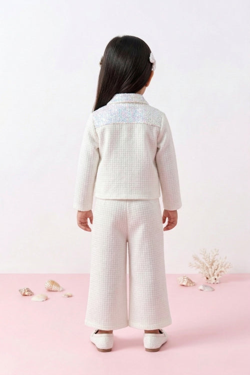 Pearl Shimmer Jacket & Flared Pants Set TSSET40518