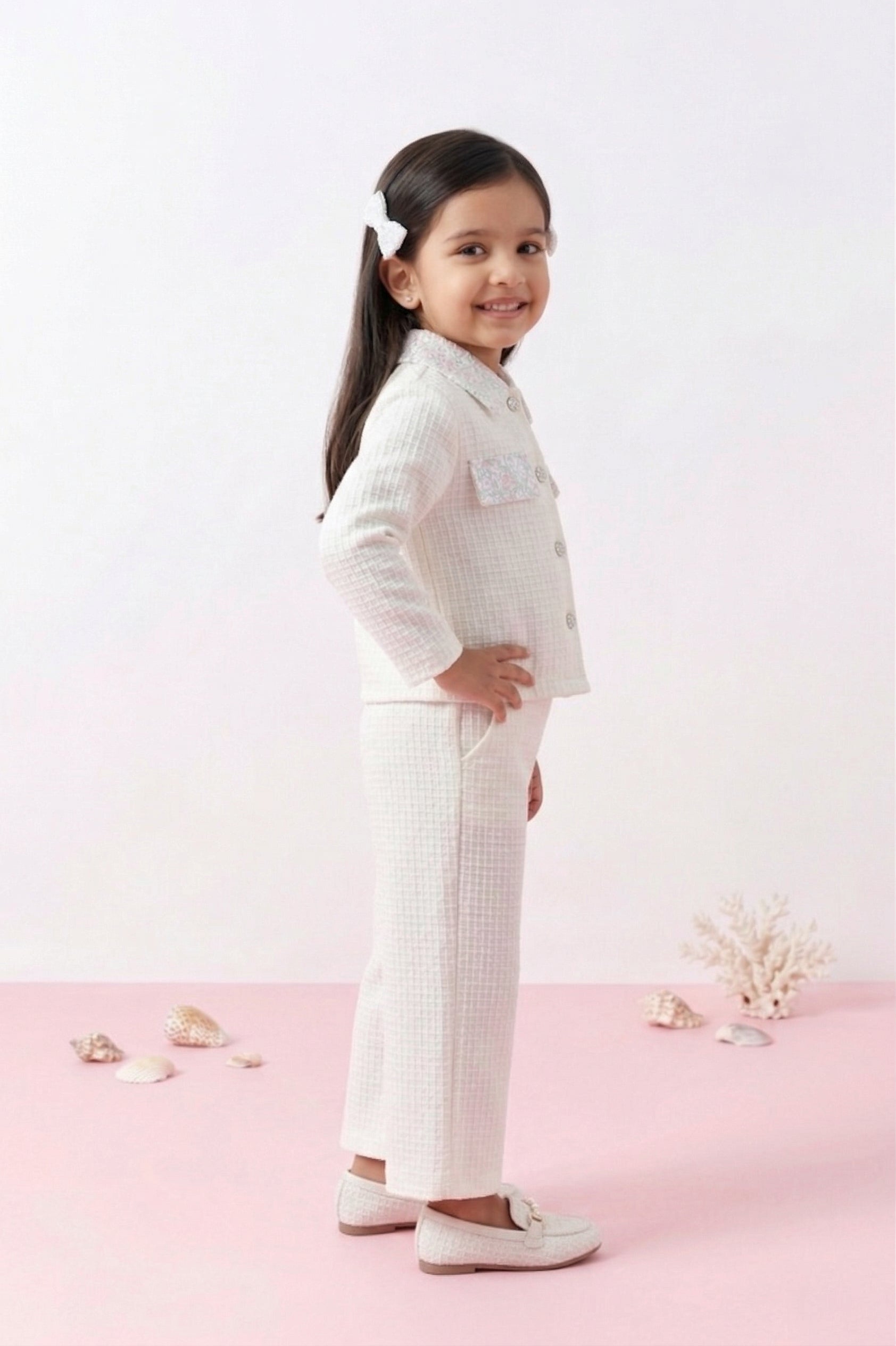 Pearl Shimmer Jacket & Flared Pants Set TSSET40518