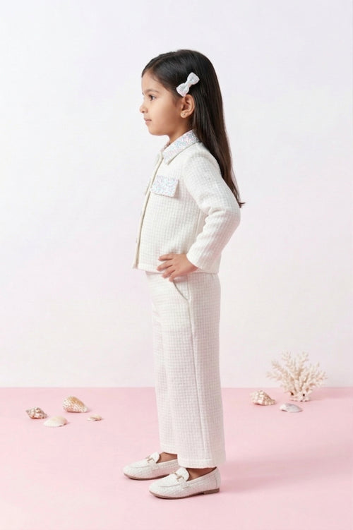 Pearl Shimmer Jacket & Flared Pants Set TSSET40518