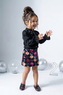 Black Ruffle Blouse & Sequin Skirt Set TSSET40534
