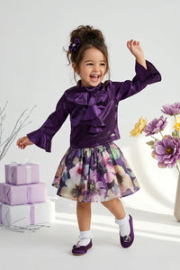 Plum Ruffle Top & Floral Skirt Set TSSET40535
