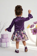 Plum Ruffle Top & Floral Skirt Set TSSET40535