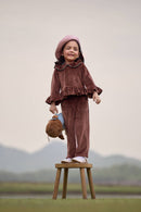 Tressel Brown Velvet Top & Pants Co-ord Set for Girls