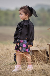 Tressel Black Ruffle Top & Sequin Skirt Set for Girls