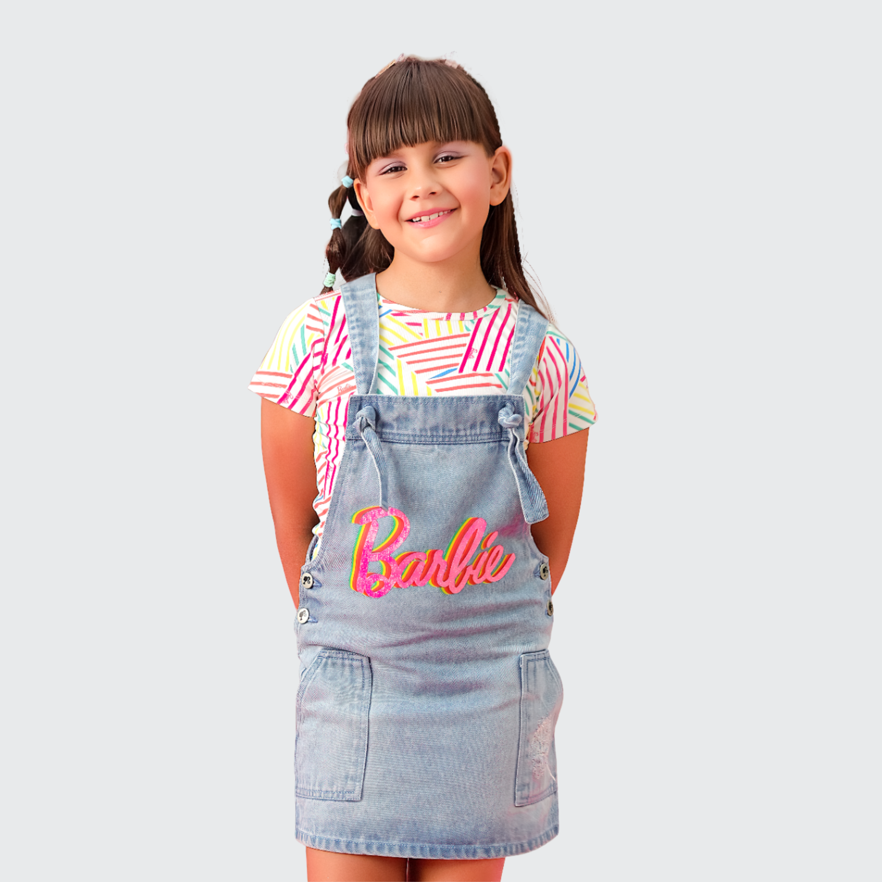 Tiny Girl Barbie Playful Denim Pinafore Set