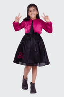 Barbie Black Party Dress With Hot Pink Jacket for Girls | Elegant Bow Design | Festive & Birthday Wear