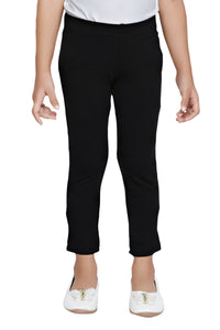 Girls Black Solid Capri Leggings
