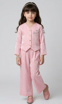 Barbie Light Pink Shimmer Jacket & Wide-Leg Pants Co-ord Set BASET580