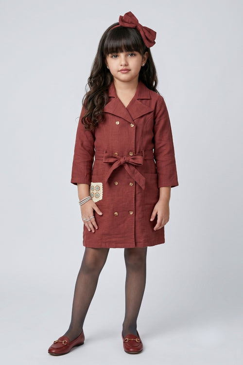 Brown Belted Trench Dress M2686