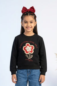 Black Floral Appliqué Sweatshirt SS1114
