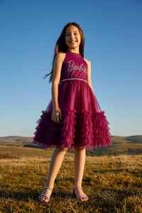 Barbie Wine Sleeveless Layered Tulle Party Dress BAF237