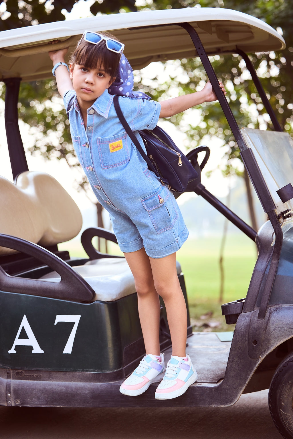 Barbie Short Sleeve Blue Denim Playsuit BAJP112