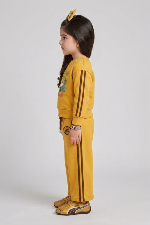 Barbie Mustard Yellow Graphic Sweatshirt & Wide-Leg Pants BAISET0025