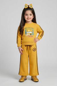 Barbie Mustard Yellow Graphic Sweatshirt & Wide-Leg Pants BAISET0025