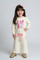 Barbie Off-White Graphic Sweatshirt & Wide-Leg Pants Co-ord Set BAISET0031