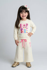 Barbie Off-White Graphic Sweatshirt & Wide-Leg Pants Co-ord Set BAISET0031