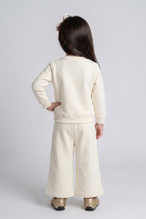 Barbie Off-White Graphic Sweatshirt & Wide-Leg Pants Co-ord Set BAISET0031