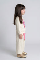 Barbie Off-White Graphic Sweatshirt & Wide-Leg Pants Co-ord Set BAISET0031