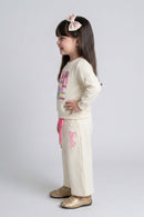 Barbie Off-White Graphic Sweatshirt & Wide-Leg Pants Co-ord Set BAISET0031
