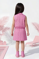 Barbie Pink Sleeveless Printed Top & Skirt Set BASET383
