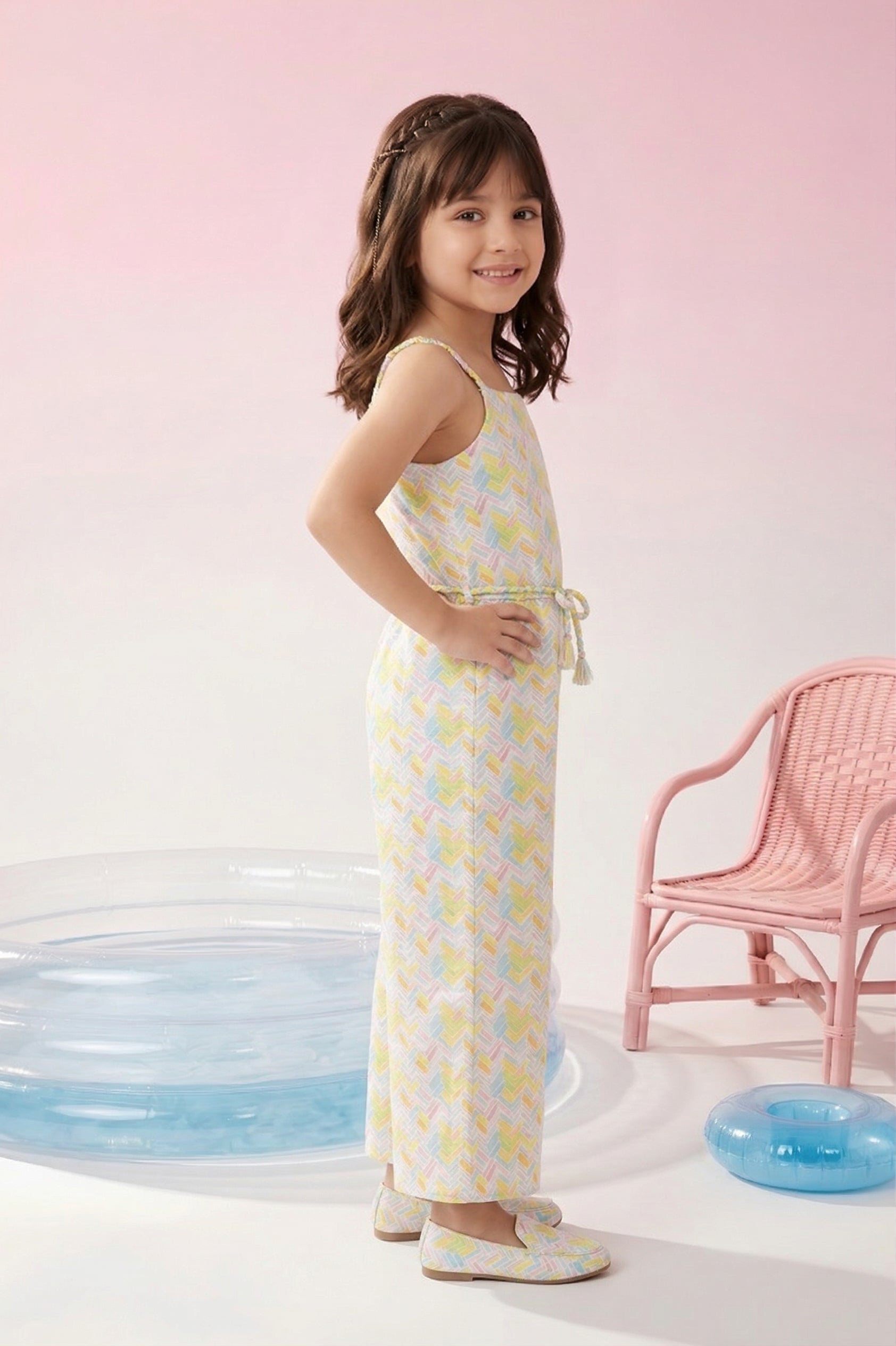 Breezy Yellow Geometric Print Jumpsuit JP359
