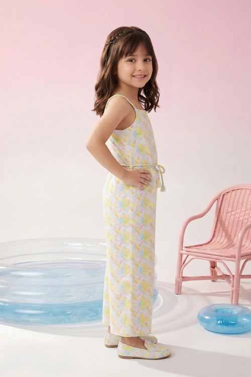 Breezy Yellow Geometric Print Jumpsuit JP359