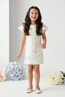 Girls Blue Sequin Party Dress with Flutter Sleeves M2245