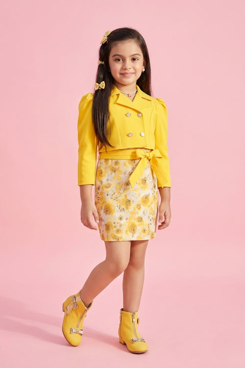 Yellow Floral Top & Skirt Co-Ord Set M2313