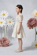 Rainbow Smocked Beige Dress M2387