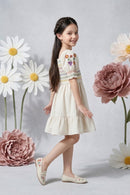 Rainbow Smocked Beige Dress M2387