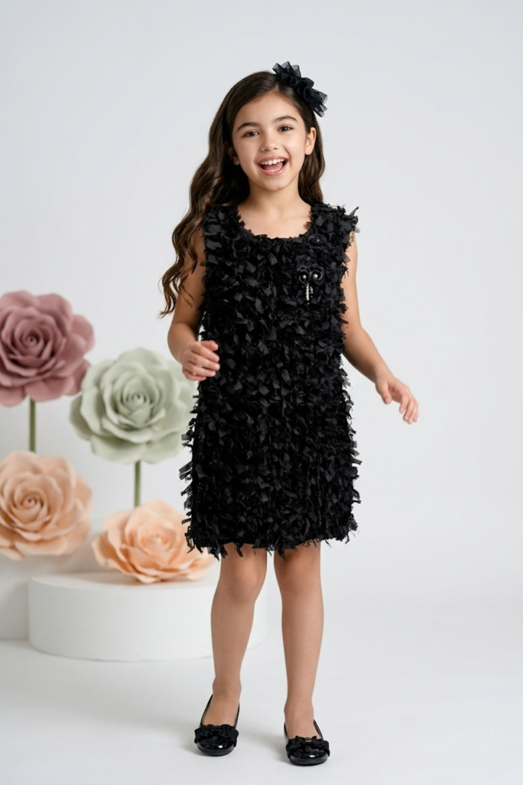 Midnight Petal Textured Dress M2405