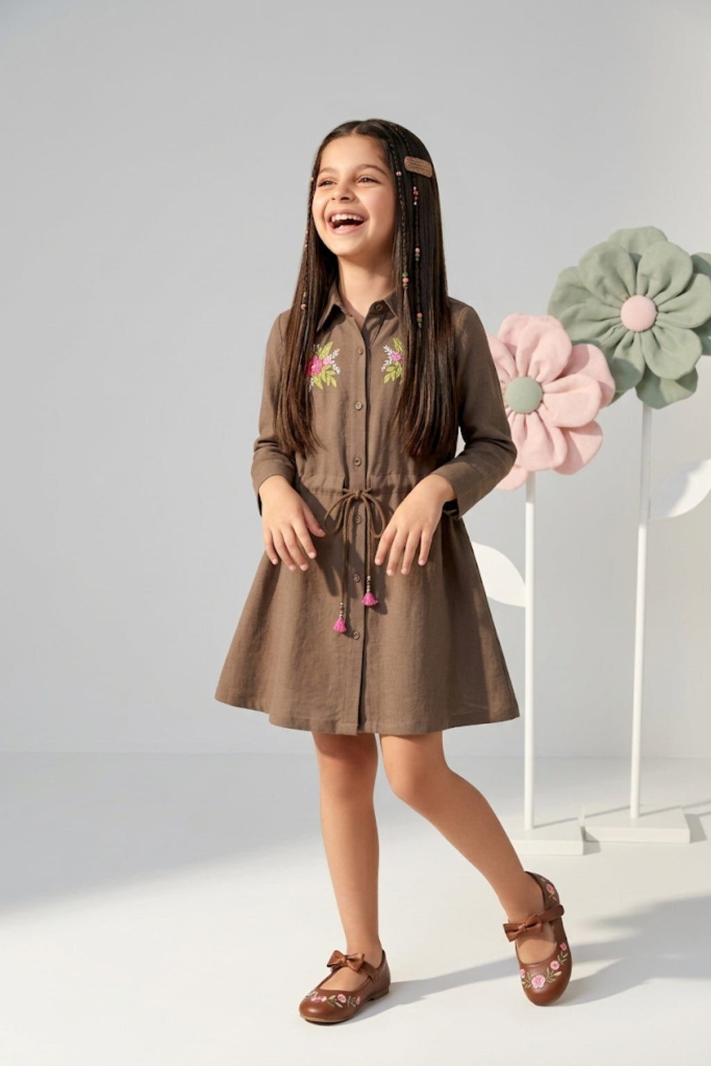 Brown Embroidered Cotton Wear M2492
