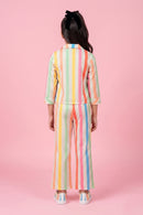 Multicolour Striped Printed Shirt & Pants Co-Ord Set 1031