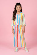 Multicolour Striped Printed Shirt & Pants Co-Ord Set 1031