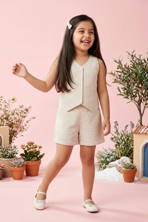 Sand Stripe Waistcoat & Shorts Set 3130