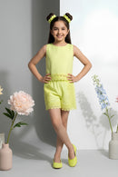 Girls Lime Green Lace Co-ord Set 3244