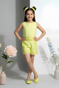 Girls Lime Green Lace Co-ord Set 3244