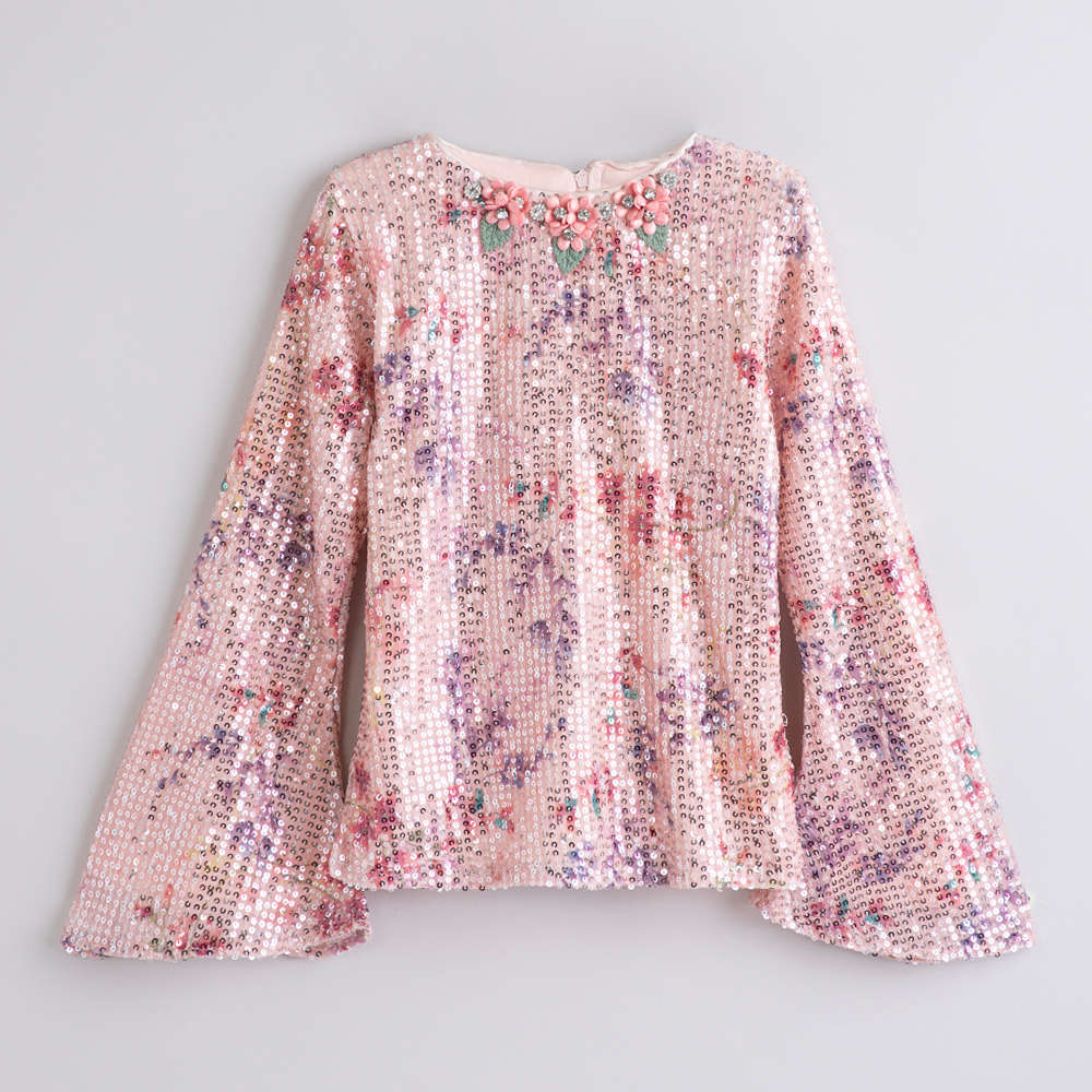 Tiny Girl Floral Long Sleeve Flare Top – Kids Western Wear
