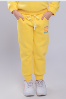 Tiny Girl Yellow Fleece Jogger Pants for Girls | Soft Winter Track Bottoms | Comfortable Kids Wear | Tiny Girl India