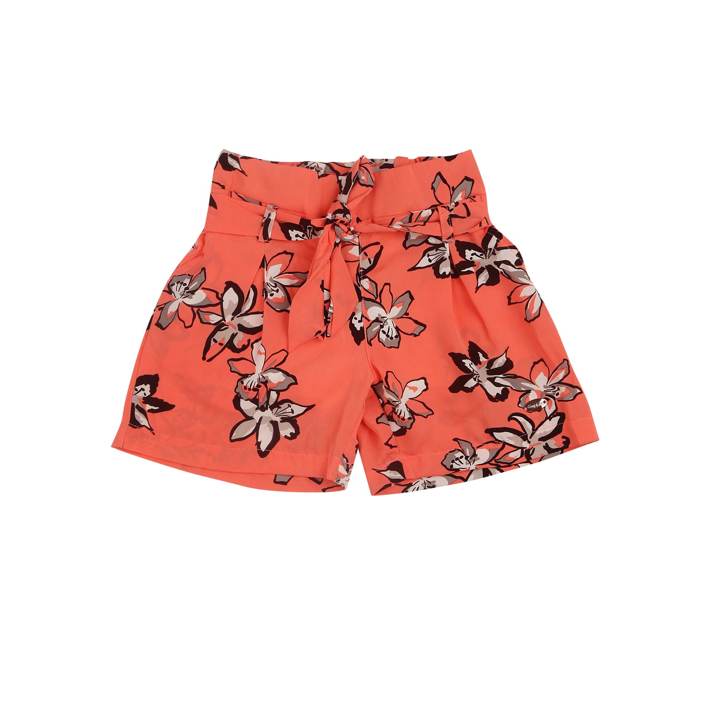 Floral Peach Shorts With Belt