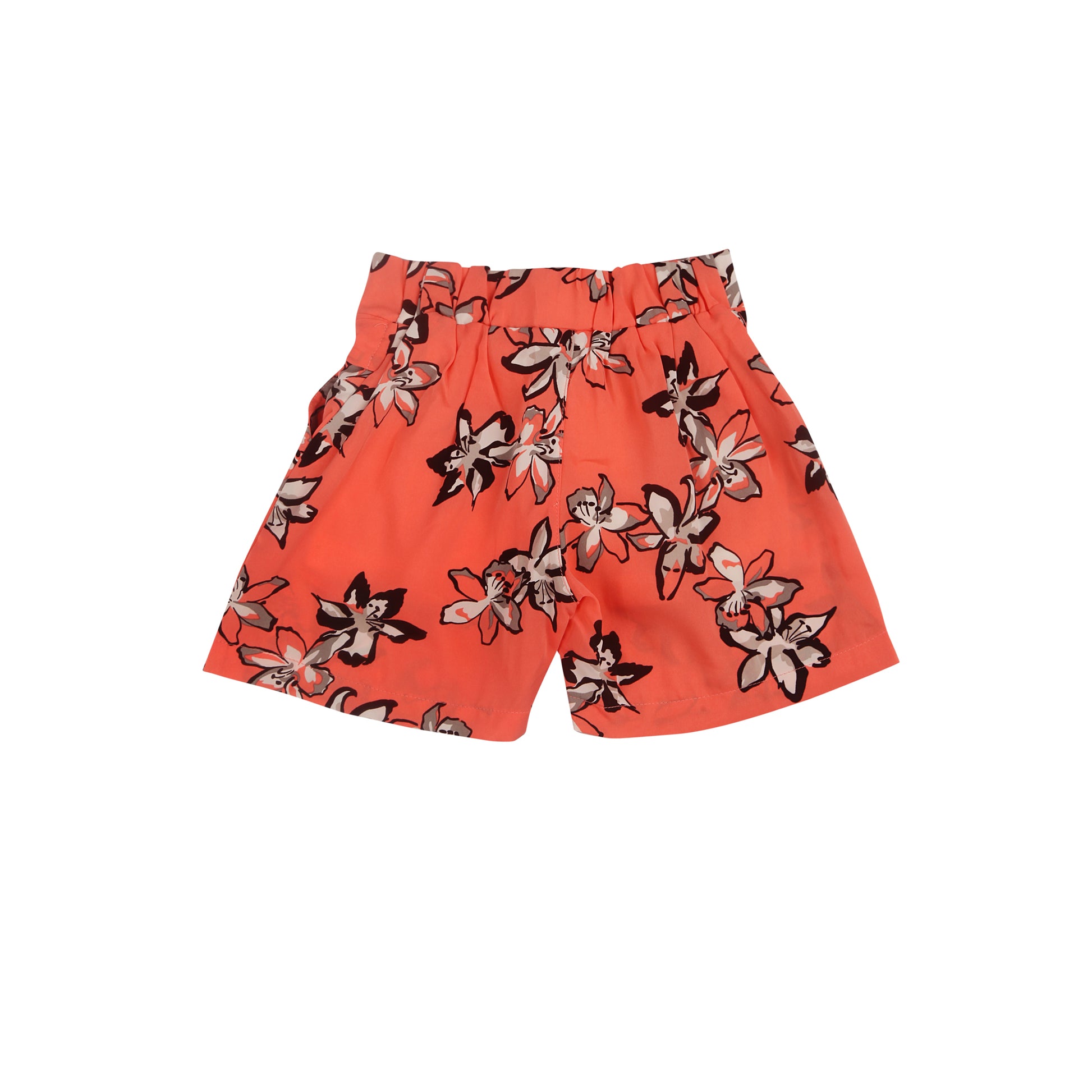 Floral Peach Shorts With Belt