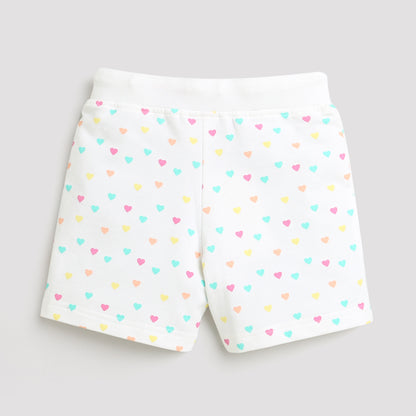 Tiny Girl Shorts With White Print And Rib Belt - Off White