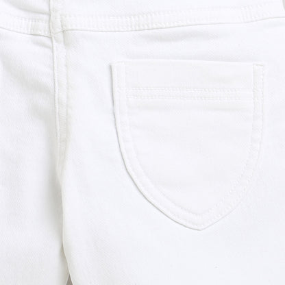 Off White Short With Detachable Draw String And Raw Edge