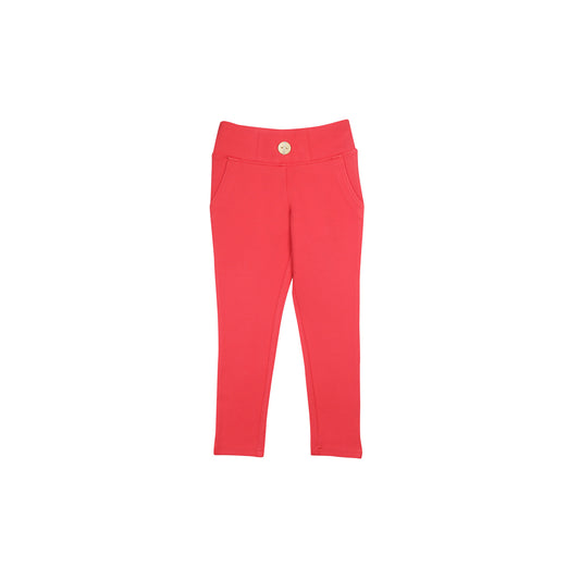 Comfort Fit Jeggings With Button Detailing In Tomato Red